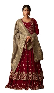 Rajasthani Silk salwar kameez ชุดปาร์ตี้ผ้ามัสลินสำหรับผู้หญิงผ้ามัสลินจากการออกแบบล่าสุดผ้าแฟนซีมาใหม่ - Product Image 2