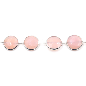 Rose Quartz 15 To 17 MM Round Shape <b>Silver</b> Bezel <b>Silver</b> Plated Top Straight Drilled 10 <b>Beads</b> Strand - Product Image 2
