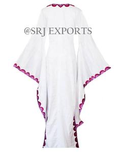 Caftan maxi bohème brodé de fleurs sauvages, couleur vibrante, manches papillon, dentelle, lavable, élégant, longueur au sol - Product Image 4
