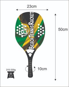 Raquettes de beach tennis avec face en fibre de carbone de 20 mm, poignée en fibre de carbone, filet en fibre de verre, poids 310-330 g, longueur 50 cm - Product Image 3