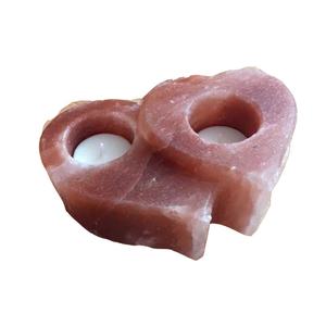 Porte-bougie en pierre de sel de l'Himalaya de haute qualité, fait main, en matériau organique, en forme de cœur, avec emballage - Sian Enterprises - Product Image 6