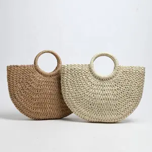 straw bag bohemian women fashion handmade handbag bucket summer beach bag