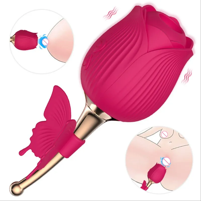 Omyshop — vibrateur papillon intelligent rechargeable, succion clitoris, jouet sexuel en forme de Rose, Massage des seins