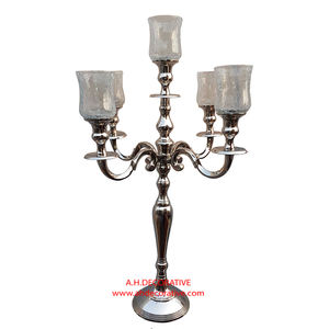 Candélabre de sol fini noir brillant bougeoir à 5 bras pour mariage et fête de noël jardin décoré candélabres faits à la main - Product Image 6