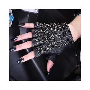 Gants de sport unisexes en cuir, style Punk, demi-doigt, gants de conduite, de travail, couleur: noir, taille: M, nouvelle collection - Product Image 2