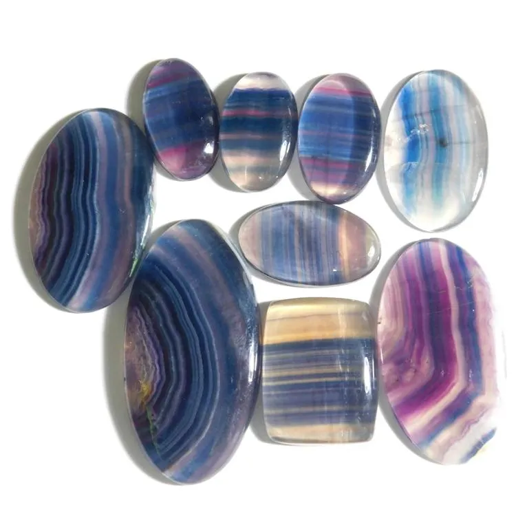 good quality Natural Multi Fluorite cabochons natural loose stones