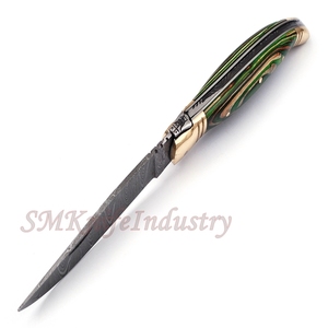 Custom Hand Forged Pocket Knife Hand Made Damascus Folding Knife with Leather Sheath Cover (smk1696) - Product Image 4
