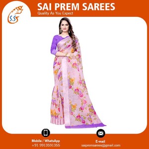 Dernier modèle de tissu traditionnel et moderne pour robe en mousseline de soie douce Saree en coton pour adultes pour fêtes Modèle d'occasions spéciales - Product Image 6