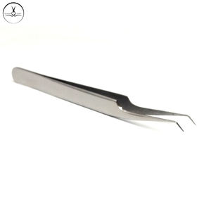 Pinzas para pestañas postizas personalizadas, color plata y acero inoxidable, con nombre de marca y embalaje, venta al por mayor - Product Image 4