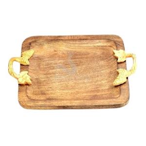 Lujoso plato de madera decorativo para servir, plato de servicio elegante hecho a mano con estilo indio, bandeja de madera para servir de tamaño personalizado - Product Image 3