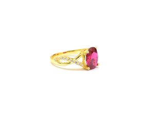 Anillo de GEMA de circonia cúbica, Plata de Ley 925, chapado en oro, circonita rosa - Product Image 4