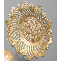 Plateau de service en métal argenté turc, style européen avec poignées, décor rond décoratif de table, ustensiles de cuisine, plateau de service en métal, cadeau fait à la main