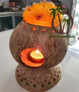 HAUTE QUALITÉ DÉCORATION ÉCOLOGIQUE NATUREL de NOIX de COCO/LAMPE DÉCORATIVE AVEC DIVERS MOTIFS DU VIETNAM - Product Image 4
