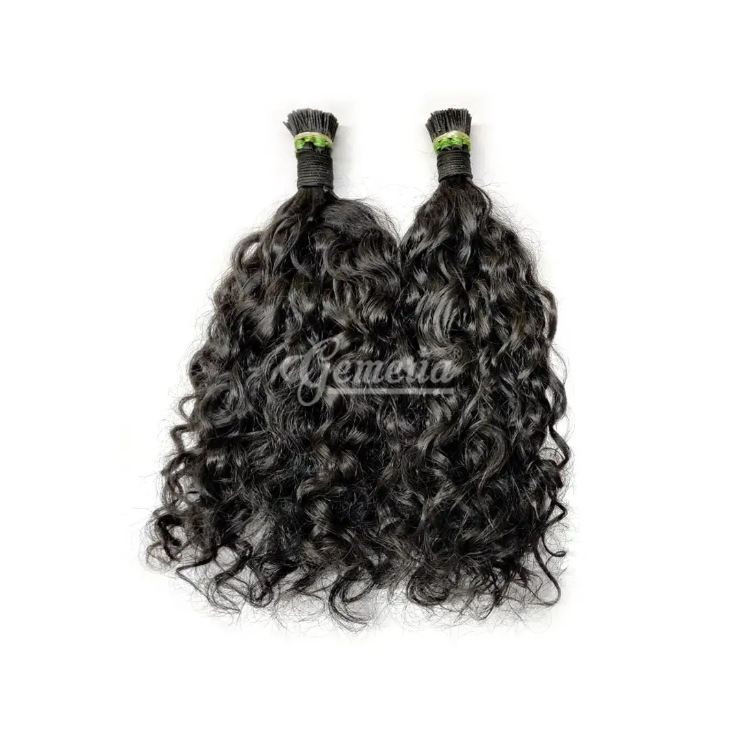 Ik Tips Natuurlijke Krullend Geen Gestoomde Originele Staat Haarverlenging 16 Inch Tot 30 Inch Zachte Zijdeachtige Indian Remy Haar ik Tips 1B Kleur