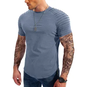 高品质修身健身涤纶/棉短袖男士素色定制直筒T恤