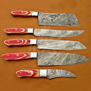 Custom Handmade Damascus Steel Chef <b>knife</b> <b>Set</b> | Kitchen <b>Knife</b> <b>Set</b> | High Quality Leather Sheath - Product Image 3