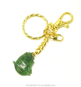 Breloques de bateau de bateau, prix de gros, pierre précieuse naturelle, véritable, Jade, néphrite, porte-clés en laiton - Product Image 1