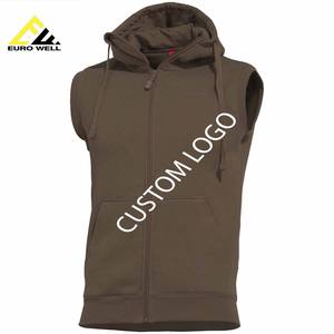 Haut de sport sans manches personnalisé pour homme, 340 grammes, 100% coton tricoté, doublé, grande taille, avec capuche et logo imprimé en relief, design uni et élégant - Product Image 6