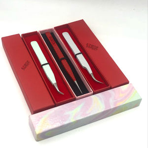 Vente en gros 45 degrés de revêtement en poudre de couleur différente pince à épiler d'extension de cils droite mince outils de beauté incurvés en acier inoxydable - Product Image 5