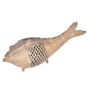 Handmade <b>Decorative</b> Antique Brass Fish Dhokra Art Sculptures Figurine Statue Statement Pieces <b>Decor</b> Gift Items - Product Image 2