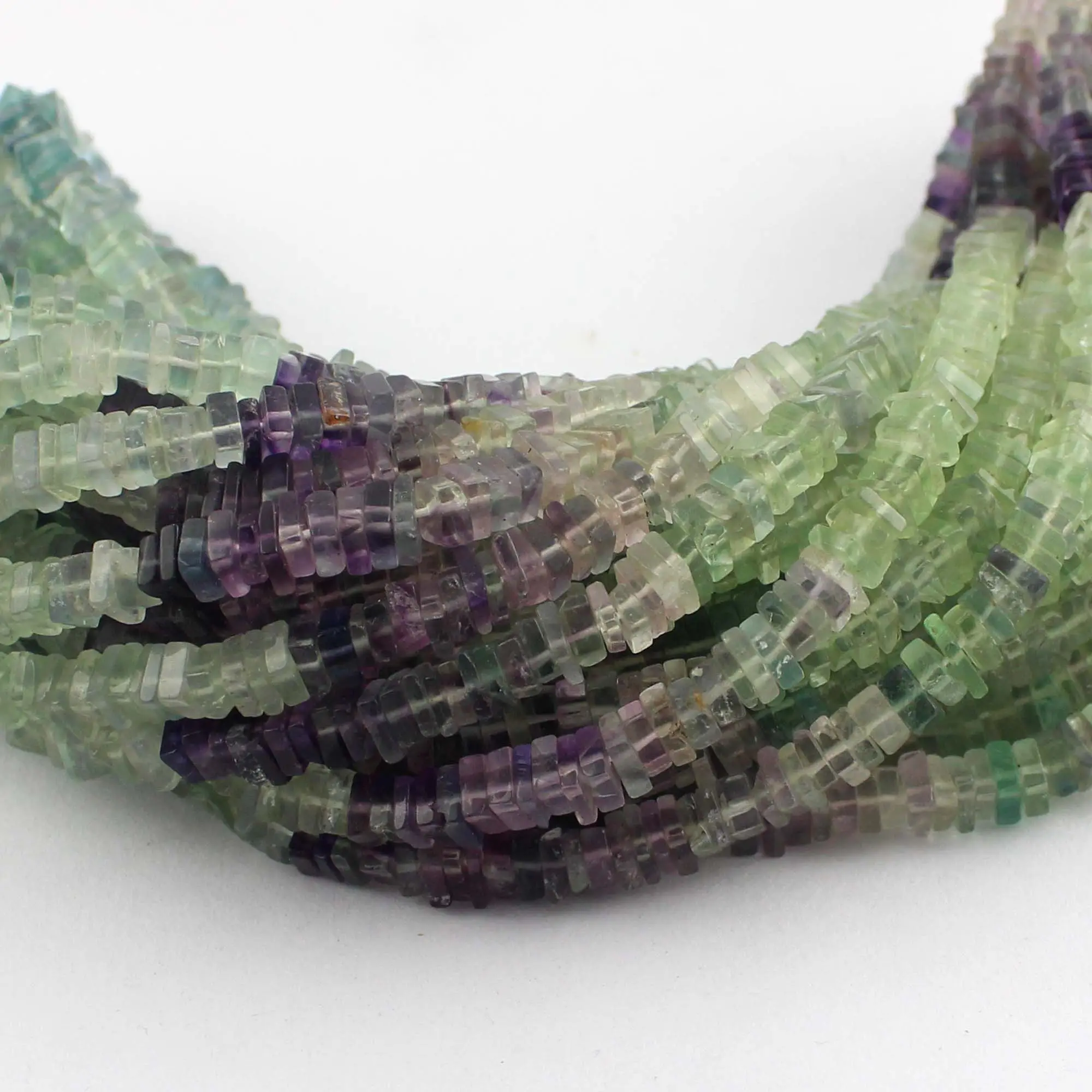 Fluorite Heishe Beads Smooth Square Shape