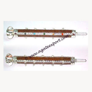 Baguettes en cristal de guérison pour chakra en métal de quartz doré Mascotte sculptée à la main de style Feng Shui Gravure de pierres précieuses - Product Image 1