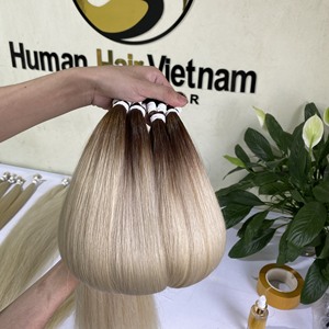 Mechones de pelo humano de alta calidad, cabello virgen, cutícula, Natural, liso, ombré, doble estiramiento, venta al por mayor - Product Image 3