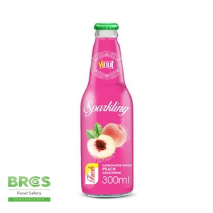 Peach Juice 330ml Sparkling Drink VINUT 24 bottles per carton <b>glass</b> bottle Low Sugar OEM ODM Private Label Vietnam - Product Image 1