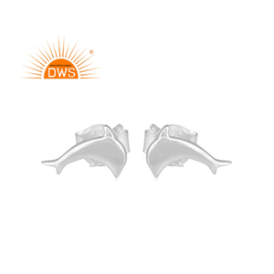 Pendientes de plata de ley 925 con forma de delfín, joyería fina - Product Image 1
