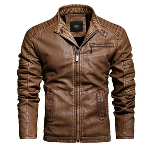 เสื้อแจ็คเก็ตหนังสำหรับผู้ชาย PIHA SPORTS รุ่น Biker สีน้ำตาลวินเทจแบบทำเก่า  แบบสองด้านใส่ได้  และกันน้ำ  บุซับในหนาสำหรับฤดูหนาว - Product Image 5