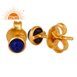 Pendientes de plata de ley 925 con gema lapislázuli Natural chapado en oro, joyería para mujeres - Product Image 2
