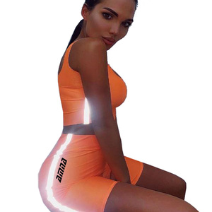 Popular ropa Casual malla reflectante costura ropa deportiva niñas reflectante Fitness traje de Yoga traje - Product Image 2