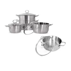 Customized Cheap Price Stainless steel Pot Set With Steam Tray, Stainless Steel Cookware set Manufacturer from Viet Nam
