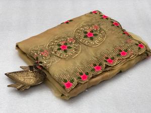 Hermoso Sari de seda de organza de tamaño libre para ropa de fiesta - Product Image 2