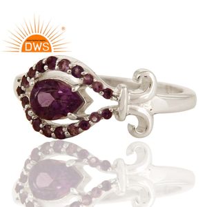 แหวนพลอยอเมทิสต์ดีไซน์เนอร์แหวนแฟชั่นเงินสเตอร์ลิงเครื่องประดับเงินสำหรับผู้หญิงคอลเลกชันวินเทจ - Product Image 2
