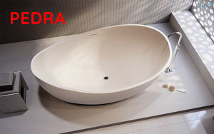 Función de remojo de bañera acrílica independiente para baño de piedra pequeña de tamaño personalizado con accesorio de drenaje inspirado en terrazo - Product Image 2