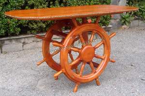 Mesa de Comedor Náutica de Madera Pintada Hecha en Vietnam con Diseño de Timón de Barco para Decoración del Hogar, Regalos Originales para Venta al por Mayor y Menor - Product Image 2