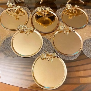 High Quality 35cm Stainless Steel Round Dish <b>Dinner</b> Plate <b>Tray</b> for Daily Use Party Hot Sale - Product Image 1