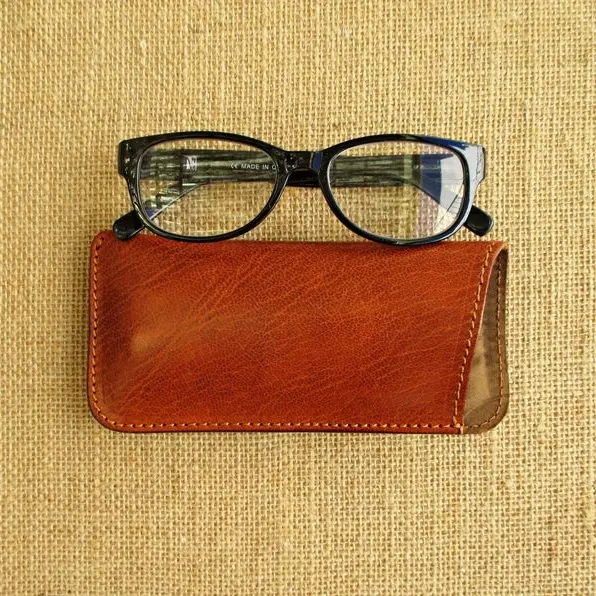 Leather Case Zon Glas En Lezen Oog Slijtage Mouw Handgemaakte Cover LRM-0022