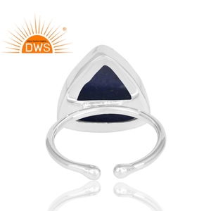 Jewelry 925 Fine Sterling Silver Triangular <b>Lapis</b> <b>Lazuli</b> Gemstone <b>Ring</b> Adjustable <b>Ring</b> Manufacturer Jewelry - Product Image 4