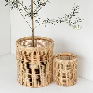 Nieuwe Nieuwste Ontwerp Natuurlijke Rotan Planter Pot Groothandel Tuin Potten & Bloembakken Beste Geschenken Voorjaar Geschenken Rieten Planter Pot Houder