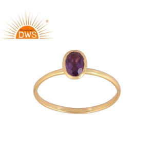 Bague en améthyste violette naturelle pour femmes, vente en gros, plaqué or 925 argent, pierres précieuses, bijoux - Product Image 1
