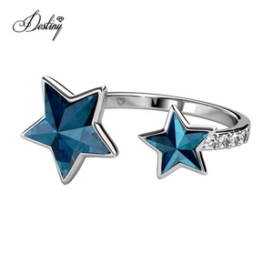 Doppio anello con stella Etoile impreziosito da cristalli <span class=keywords><strong>Swarovski</strong></span> in argento Sterling 925 <span class=keywords><strong>gioielli</strong></span> dasini miglior regalo di <span class=keywords><strong>gioielli</strong></span> di natale - Product Image 4