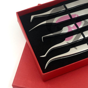 Pince à épiler d'extension de cils en acier inoxydable de styles différents en vente en gros avec miroir au design papillon Instruments de beauté avec logo personnalisé - Product Image 5