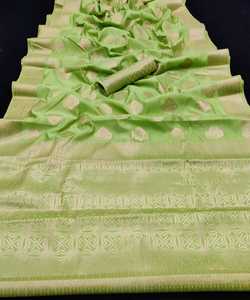Banarasi Seda Sarees Fiesta Desgaste Boda Indio Étnico - Product Image 6
