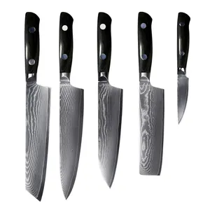 Kunden spezifische 67 Schichten Edelstahl G10 Kochmesser Set VG-10 Kochen Damaskus Messer Küchenmesser Set