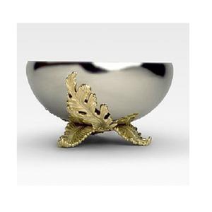 Cuenco decorativo de acero inoxidable y latón con cuchara Cuenco para servir dulces de forma redonda de calidad de lujo a la venta - Product Image 2