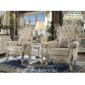 Ensemble de chaises d'angle en bois sculpté à la main, chaises de salon de luxe pour la chambre à coucher, de Style européen, 6 pièces - Product Image 1