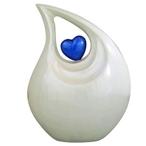 Designer Teardrop Shape Aluminium Cremation Urns <b>Cream</b> & Wine Color Keepsake & Child / Pet/ Ashes Cremation Urns for Burial - Product Image 2