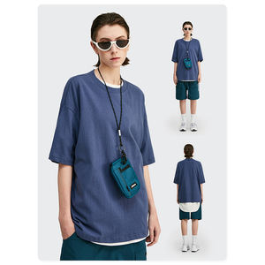 เสื้อยืดผ้าฝ้าย Pima สำหรับผู้ชายขนาดพลัสไซส์เสื้อเจอร์ซีย์ไหล่ตกแบบระบายอากาศได้พิมพ์ลายพัฟ - Product Image 3